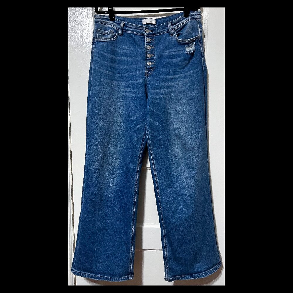 Vervet Womens High Rise Stretch Distressed Wide Leg Buttonfly Jeans Size 32 EUC